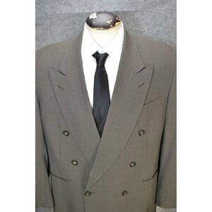 Canali Milano Blazer Men 40R Double Breasted Wool Brown Houndstooth Jacket Italy